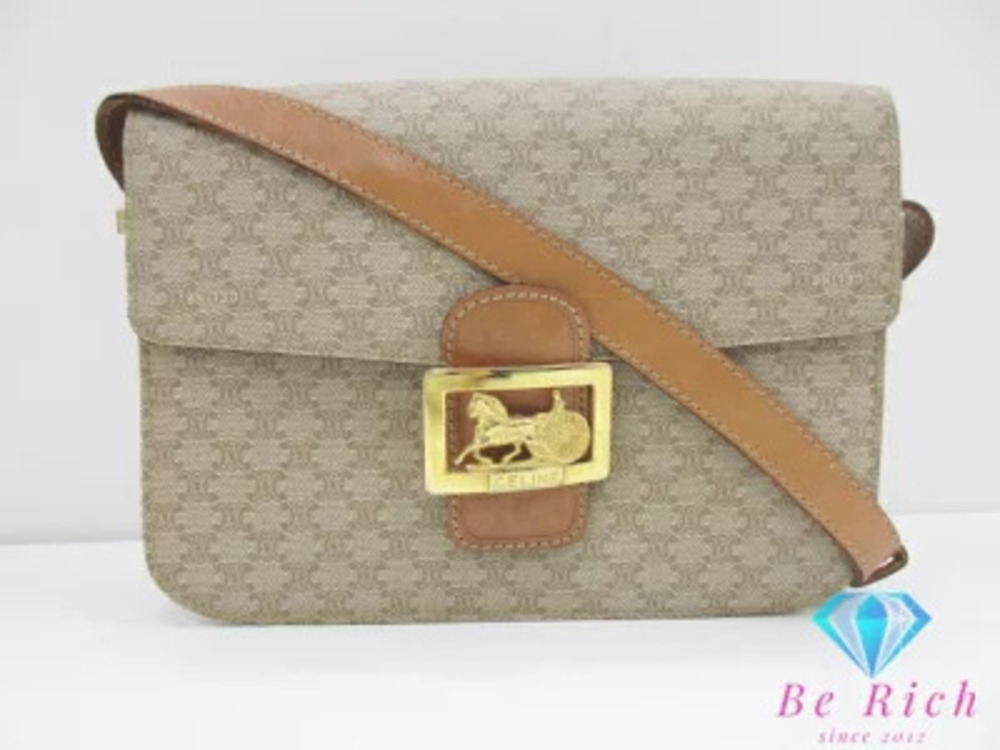 Celine shoulder bag Macadam carriage beige brown leather pochette
